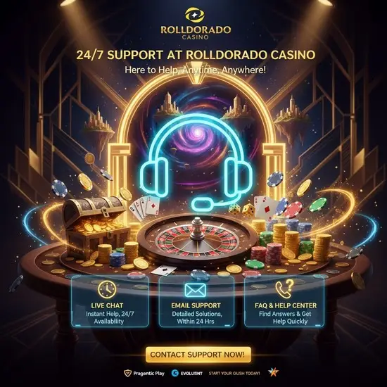 24/7 Support at RollDorado Casino – We're Always Here for You ❤️✨